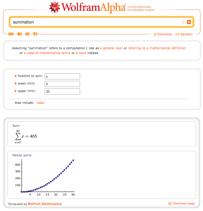 WolframAlphaSummation